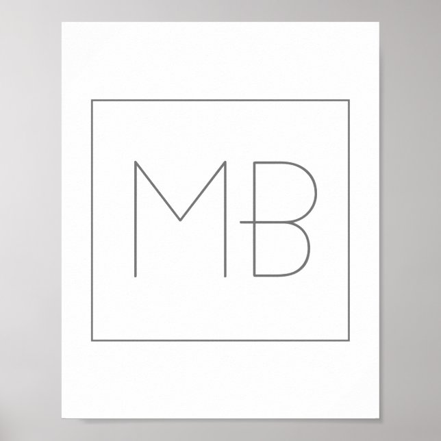 White Elegant Unique Monogrammed Poster (Front)
