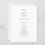 White Elegant Wedding Ceremony Program Invitation<br><div class="desc">Have a simple,  minimalist wedding ceremony program with this wedding ceremony white elegant wedding program card.</div>