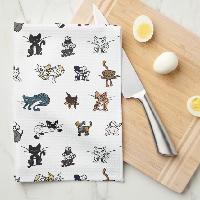 White Elemental pets Tea Towel (Quarter Fold)