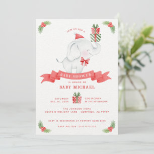 White Elephant Christmas Baby Shower Invitation