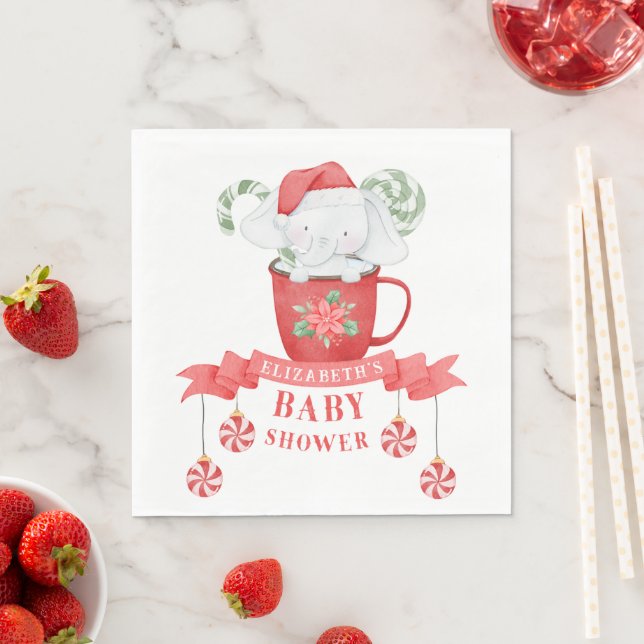 White Elephant Christmas | Baby Shower Napkin (Insitu)