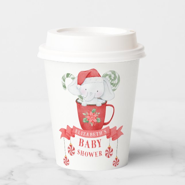 White Elephant Christmas | Baby Shower Paper Cups (Front)