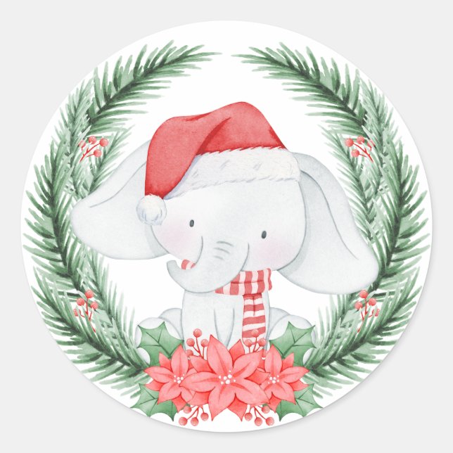 White Elephant Christmas Classic Round Sticker (Front)