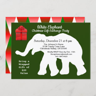 White Elephant Christmas Diamond Pattern Back Invitation