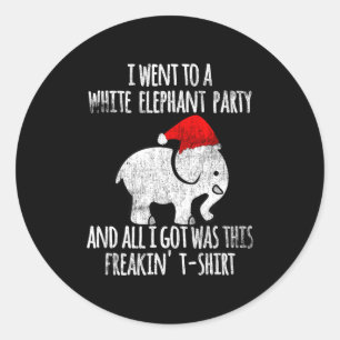 White Elephant Christmas Fun Gift Exchange Contest Classic Round Sticker