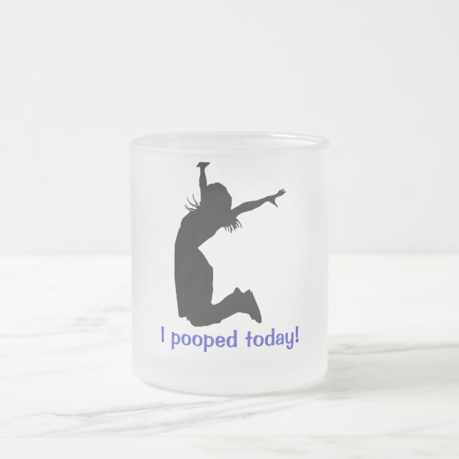 White elephant Christmas Gag Gift I POOPED TODAY Frosted Glass Coffee Mug (Center)