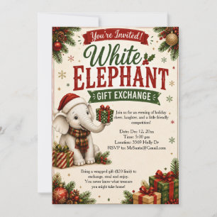 White Elephant Christmas Gift Exchange Holiday Card