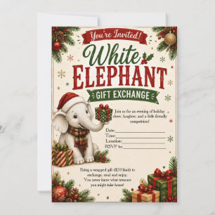 White Elephant Christmas Gift Exchange Holiday Card