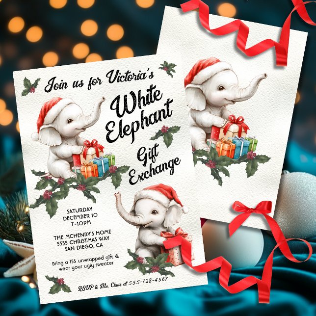 White Elephant Christmas Gift Exchange kids Invitation (Creator Uploaded)