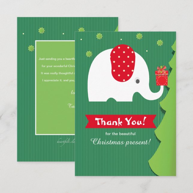 White Elephant Christmas Gift Thank You Card (Front/Back)