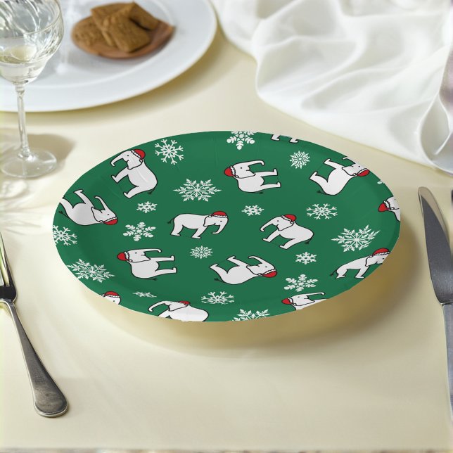 White Elephant Christmas (Green) Paper Plate (Creator Uploaded)