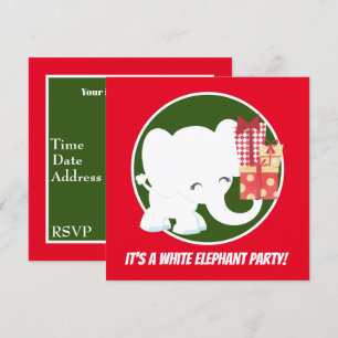 White elephant Christmas Holiday party Invitation