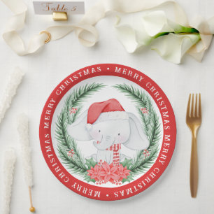 White Elephant Christmas Paper Plate