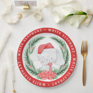 White Elephant Christmas Paper Plate