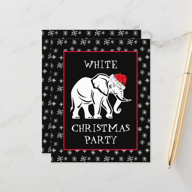 White Elephant Christmas Party Invitation (Front/Back In Situ)