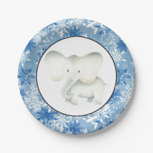 White elephant Christmas snowflake party plate