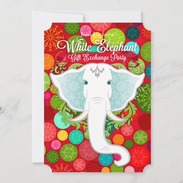 White Elephant Custom Holiday Party Invitations (Back)