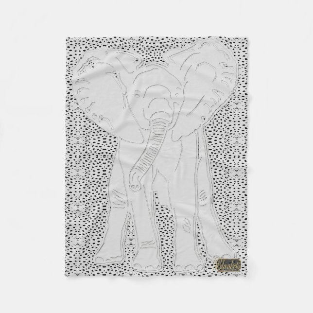 White Elephant Dotted Fleece Blanket (Front)