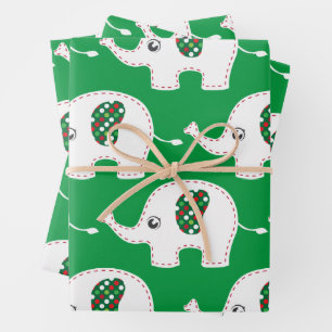 White elephant gift bag wrapping paper sheet