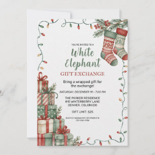 White Elephant Gift Exchange Christmas Invitation