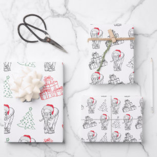 White Elephant Gift Exchange Hand Drawn Christmas Wrapping Paper Sheet