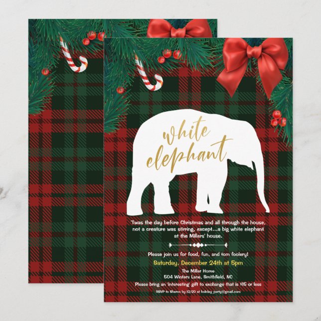 White Elephant Gift Exchange Invitation (Front/Back)