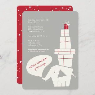 White Elephant Gift Exchange Modern Holiday Party Invitation