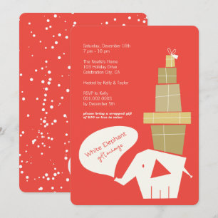 White Elephant Gift Exchange Modern Holiday Party Invitation