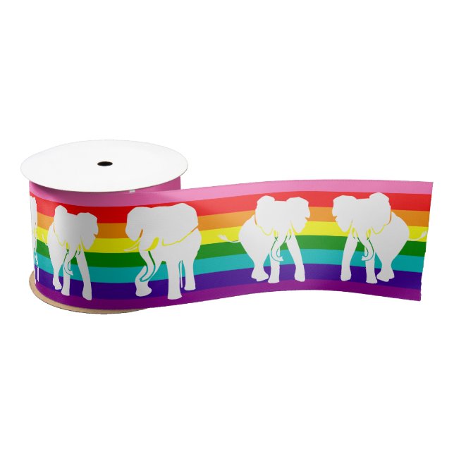 White Elephant Gift Exchange Pride Christmas Satin Ribbon (Spool)