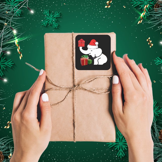 White Elephant & Gifts Christmas Family Square Sticker (White Elephant & Gifts Christmas Family Square Sticker)