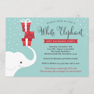 White Elephant Invitation, Christmas Party Invite