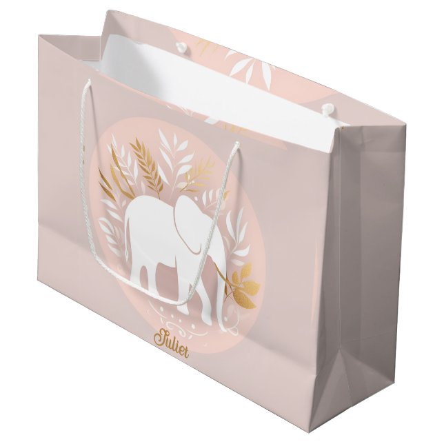  white elephant  large gift bag (Front Angled)