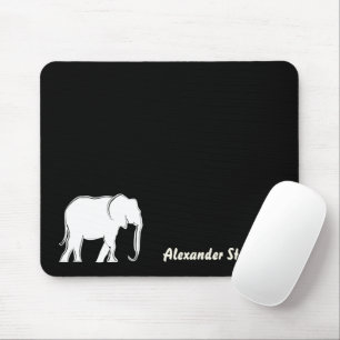 White Elephant Minimal Black Monogrammed Mouse Mat