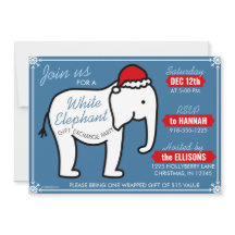 White Elephant Party Christmas (Blue) Invitation
