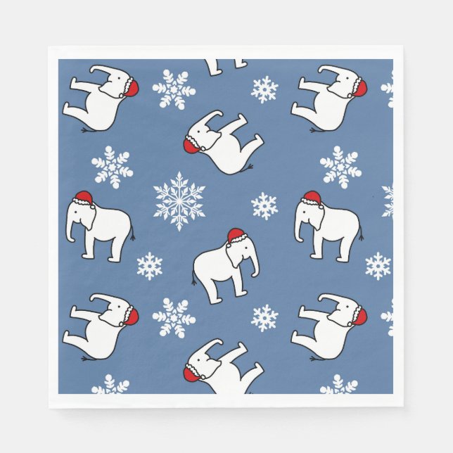 White Elephant Party Christmas (Blue) Paper Napkin (Front)
