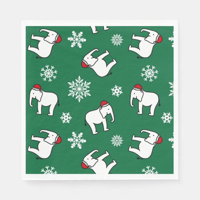 White Elephant Party Christmas (Green) Napkin (Front)