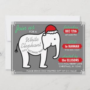 White Elephant Party Christmas (Grey) Invitation