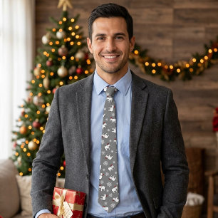 White Elephant Party Christmas (Grey) Neck Tie