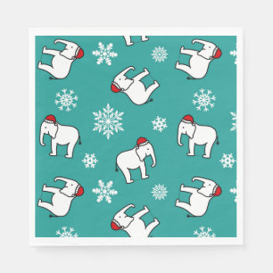 White Elephant Party Christmas (Teal) Paper Napkin
