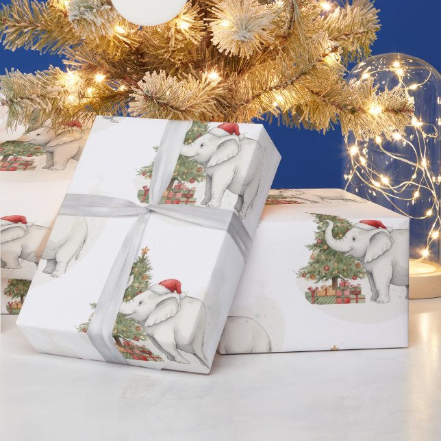 White Elephant Party Christmas Wrapping Paper (Holidays)