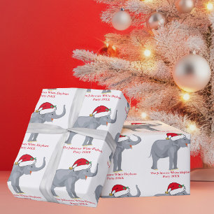 White Elephant Party Cute Personalised Christmas Wrapping Paper