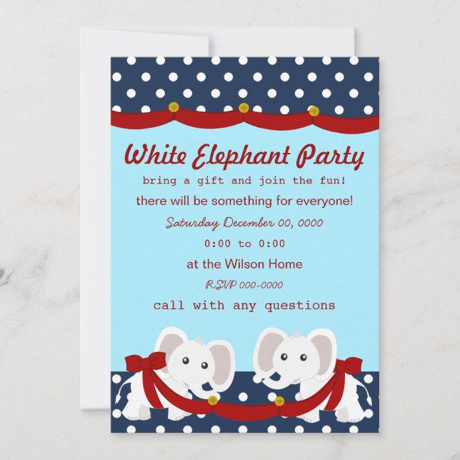 White Elephant Party Invitation (Front)