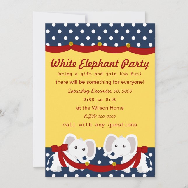 White Elephant Party Invitation (Front)