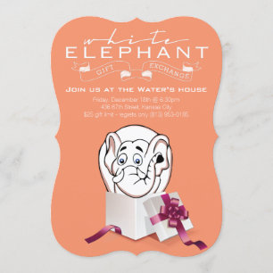 White Elephant Party Invitation   Custom Colours