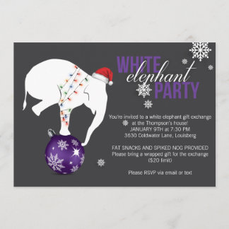 White Elephant Party Invitation | Purple/Grey