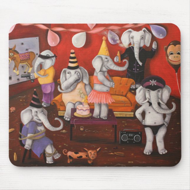 White Elephant Party Mouse Mat (Front)