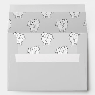 White Elephant Pattern on Grey. Custom Outer Colou Envelope