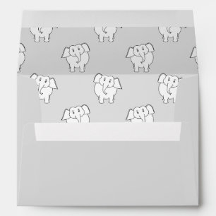 White Elephant Pattern on Grey. Envelope