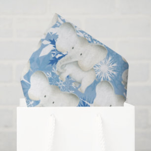 White elephant pattern snowflake party tissue paper