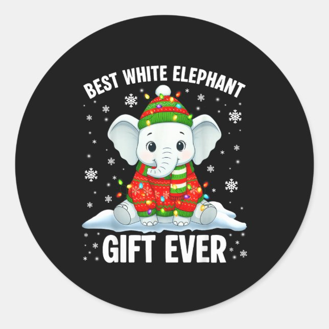White Elephant Pjs For Adults Under 15 20  Classic Round Sticker (Front)